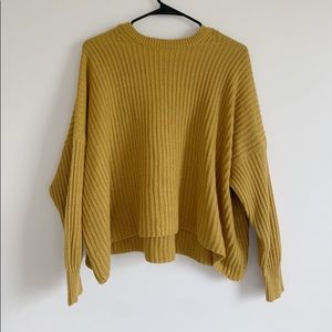 Soft knit mustard round neck flowy sweater